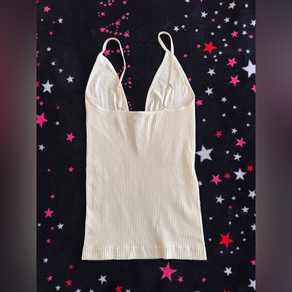 Free People white  Ribbed Knit Top - Picture 2 of 4